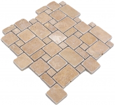 Natural stone mosaic tiles terrace travertine walnut matt wall floor kitchen bathroom shower MOS40-FP44