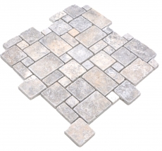 Natural stone mosaic tiles terrace travertine white gray matt wall floor kitchen bathroom shower MOS40-FP47