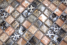 Glass mosaic mosaic tile brown glossy leopard wall kitchen bathroom shower MOS68-WL64_f
