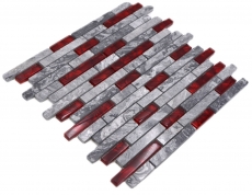 Natural stone glass mosaic gray with red glossy wall kitchen bathroom shower - MOS87-0409_f