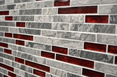 Natural stone glass mosaic gray with red glossy wall kitchen bathroom shower - MOS87-0409_f