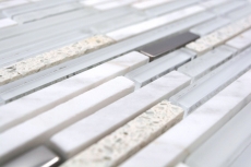 Natural stone glass mosaic composite/stone white glossy wall kitchen bathroom shower - MOS86-SV62_f
