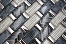 Glass mosaic mosaic tile gray silver gold glossy wall kitchen bathroom shower - MOS83-MW20_f