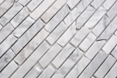Natural stone mosaic tiles marble white carrara look matt wall floor kitchen bathroom shower MOS40-Brick2000_f