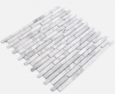 Natural stone mosaic tiles marble white carrara look matt wall floor kitchen bathroom shower MOS40-Brick2000_f