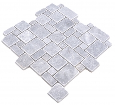 Natural stone mosaic tiles marble light gray matt wall floor kitchen bathroom shower MOS40-FP40_f