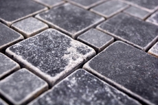 Natural stone mosaic tiles marble black matt wall floor kitchen bathroom shower MOS40-FP43_f