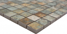 Hand-painted ceramic mosaic porcelain stoneware beige brown gray-green matt wall floor kitchen bathroom shower MOS18-25CB_m