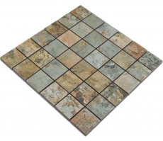 Hand-painted ceramic mosaic porcelain stoneware beige brown green matt wall floor kitchen bathroom shower MOS14-47CB_m