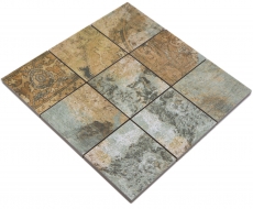 Hand-painted ceramic mosaic porcelain stoneware beige brown gray-green matt wall floor kitchen bathroom shower MOS23-95CB_m