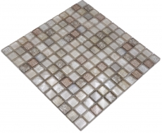 Hand-patterned glass mosaic mosaic tile beige glossy crocodile texture wall kitchen bathroom shower MOS68-WL34_m