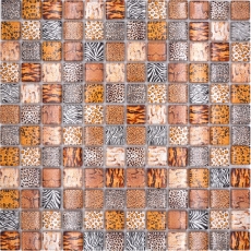 Hand-painted glass mosaic mosaic tile light brown glossy safari wall kitchen bathroom shower MOS68-WL54_m