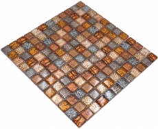 Hand-painted glass mosaic mosaic tile light brown glossy safari wall kitchen bathroom shower MOS68-WL54_m