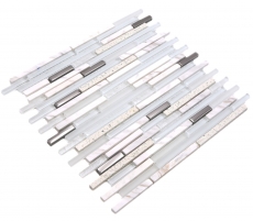 Hand sample natural stone glass mosaic composite/stone white glossy wall kitchen bathroom shower - MOS86-SV62_m