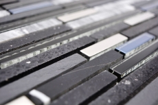 Hand sample natural stone glass mosaic composite/stone black glossy wall kitchen bathroom shower - MOS86-SV73_m