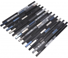 Hand sample natural stone glass mosaic composite/stone black glossy wall kitchen bathroom shower - MOS86-SV73_m