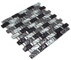 Hand pattern glass mosaic mosaic tile gray black silver glossy wall kitchen bathroom shower - MOS83-MW10_m