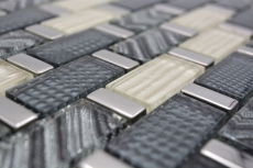 Hand-painted glass mosaic mosaic tile gray silver gold glossy wall kitchen bathroom shower - MOS83-MW20_m