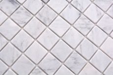 Hand sample natural stone mosaic marble white carrara look matt wall floor kitchen bathroom shower MOS42-32-2000_m