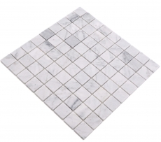 Hand sample natural stone mosaic marble white carrara look matt wall floor kitchen bathroom shower MOS42-32-2000_m