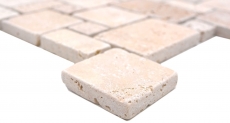 Hand sample natural stone mosaic tiles travertine beige matt wall floor kitchen bathroom shower MOS40-FP46_m