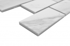 Ceramic mosaic tile bonded brickwork Cararra white gray matt MOS26M-1102