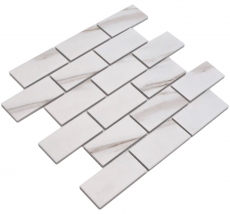 Ceramic mosaic tile bonded wall tile Calacatta white gray-brown matt MOS26M-1112
