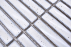 Ceramic mosaic rods retro vintage 50s 60s straps white glossy speckled MOS24-CS66