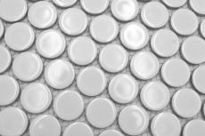 Ceramic mosaic tile Button Loop Penny Round uni white glossy MOS10-0102GR