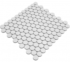 Ceramic mosaic tile Button Loop Penny Round plain white matt MOS10-0111GR