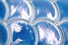 Ceramic mosaic tile fan fish scales plain dark blue ice crackled style MOS13-FS3