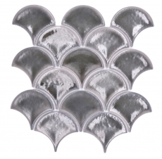 Ceramic mosaic tile fan fish scales plain dark gray ice crackled style MOS13-FS7
