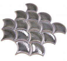 Ceramic mosaic tile fan fish scales plain dark gray ice crackled style MOS13-FS7
