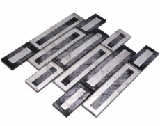 Glass mosaic mosaic tile 2D-look black silver gray shaded MOS88-W5