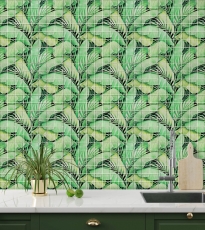 Glass mosaic mosaic tile rainforest green leaves look MOS88-Pic01