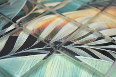 Glass mosaic mosaic tile rainforest green ochre yellow leaves look MOS88-Pic07