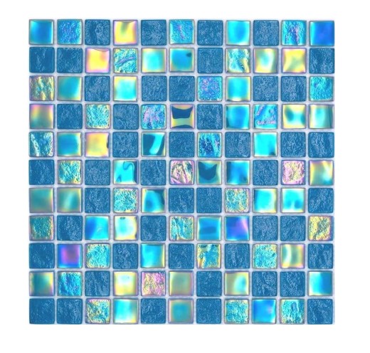 Glass mosaic mosaic tile small flip flop iridescent turquoise blue multicolored MOS65-S63