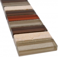 Natural stone mosaic tiles glass mosaic border beige brown glossy wall floor kitchen bathroom shower - MOS92-BO1110_f