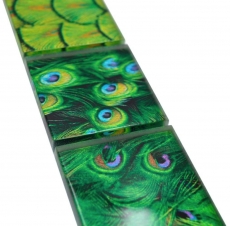 Mosaic border Border glass mosaic animal world peacock dark green light green yellow MOS78BOR-W88