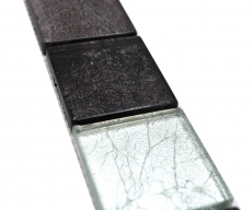 Mosaic border Glass mosaic Mosaic tile Silver Black structure MOS126BOR-1784