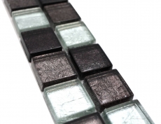Mosaic border Border glass mosaic mosaic tile silver black structure MOS126BOR-1783