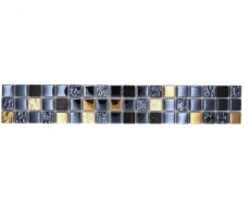 Mosaic border Border glass mosaic natural stone black gold coated MOS92BOR-650