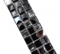 Mosaic border Border glass mosaic steel mix black and metal inlay MOS92BOR-0304