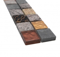 Mosaic border border glass mosaic stone mix gray-black-gold MOS83BOR-0207