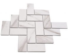 Ceramic mosaic white matt stone look mosaic tile kitchen wall tile backsplash bathroom shower wall MOS24-1112_f