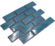 Ceramic mosaic blue glossy masonry bond look mosaic tile kitchen wall tile backsplash bathroom shower wall MOS26-612_f