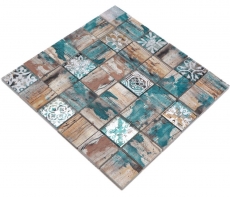 Mosaic tile glass mosaic mix beige petrol matt mosaic tile kitchen wall tile mirror bathroom shower wall MOS160-W800_f