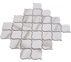 Hand-painted ceramic mosaic Florentine Calacatta Vintage white gray-brown matt MOS13-0204_m
