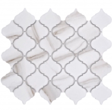 Hand-painted ceramic mosaic Florentine Calacatta Vintage white gray-brown matt MOS13-0204_m