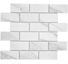 Hand-painted ceramic mosaic tile bond Cararra white gray matt MOS26M-1102_m